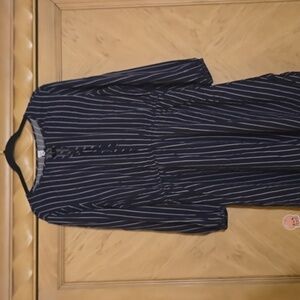 Navy Blue and white striped Long Sleeve Mini Dress. Size Large.